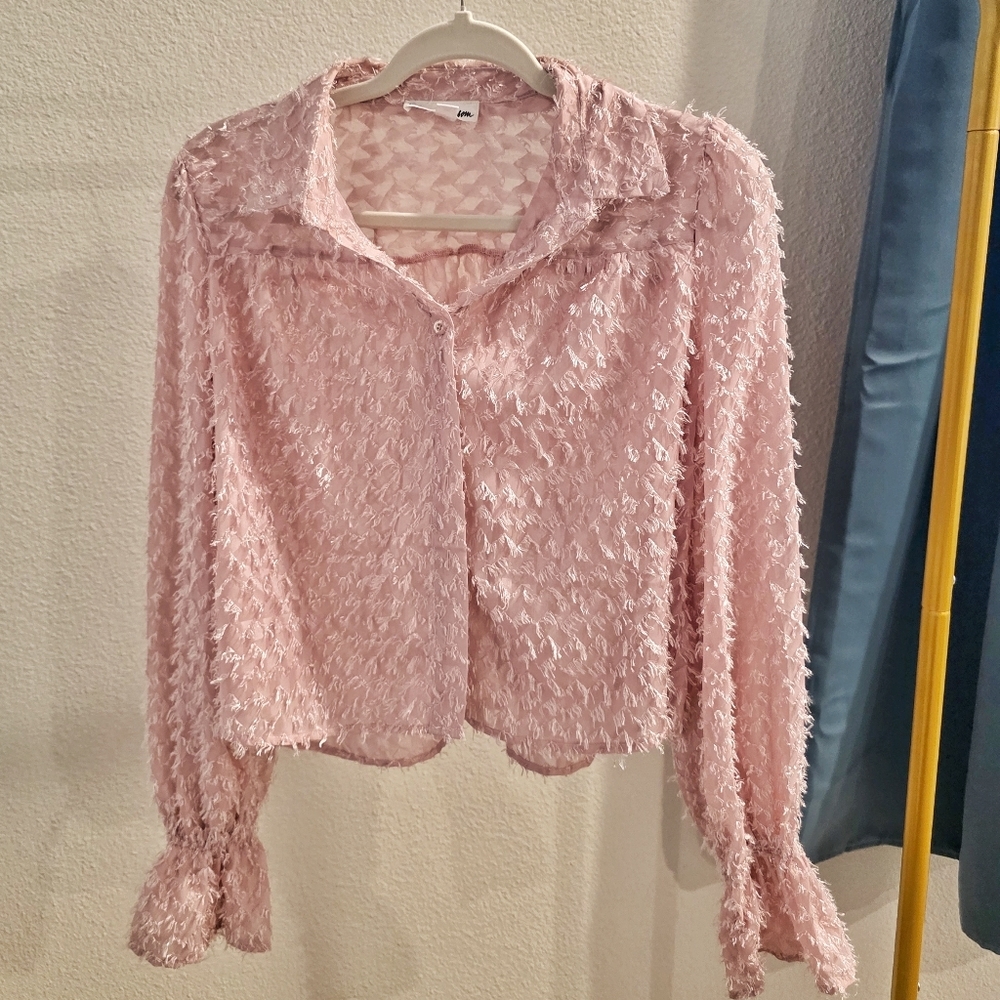 Textured Pink Sheer Blouse